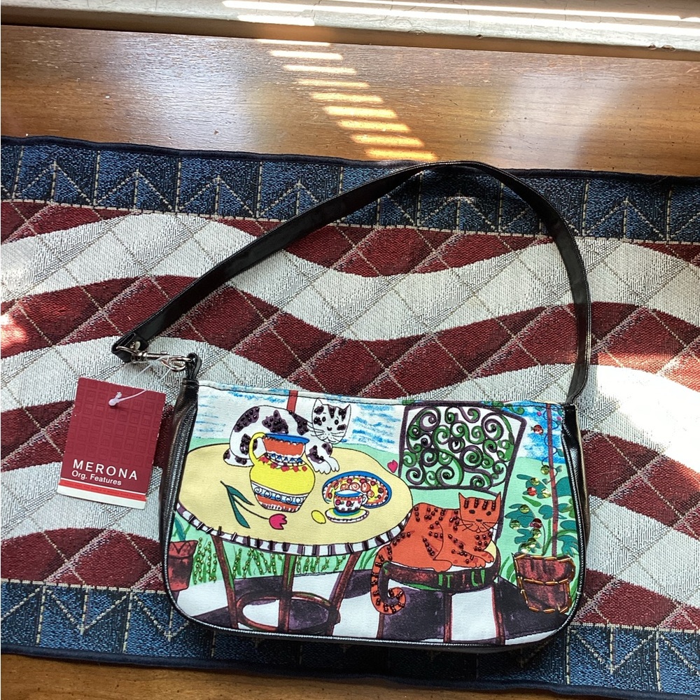 Merona Colorful Cat Print Shoulder Bag